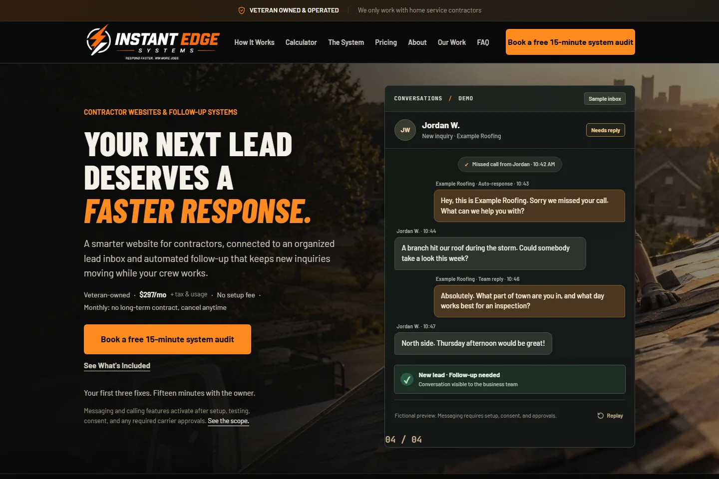 Instant Edge Systems website desktop preview